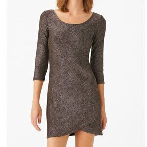 Tahari Metallic Bronze Long-sleeve Women's Ruched Mini Dress Size S NWT